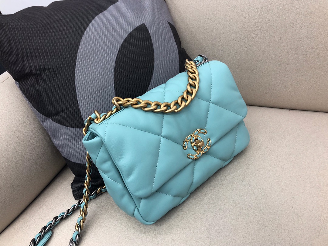 Lambskin 19 Handbag Flap Bag AS1160 Sapphire Blue